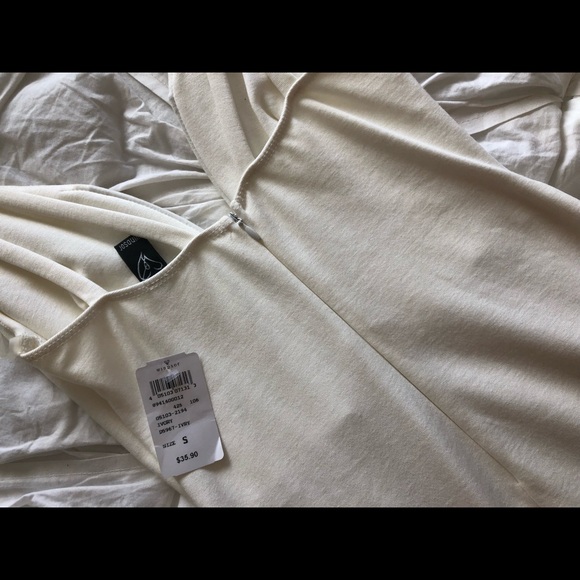 White Bodycon Dress with Deep V (NWT) - Picture 3 of 4